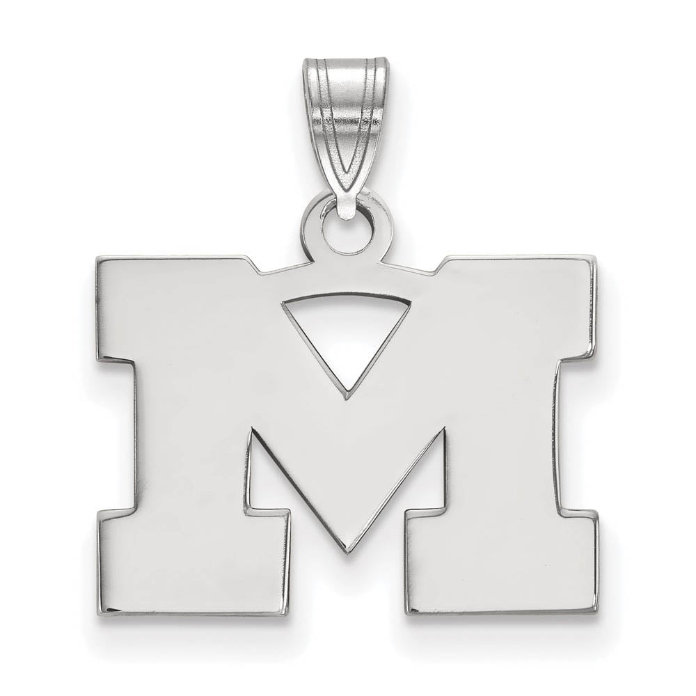 14k White Gold U. of Michigan Small Initial M Pendant, Item P20356 by The Black Bow Jewelry Co.