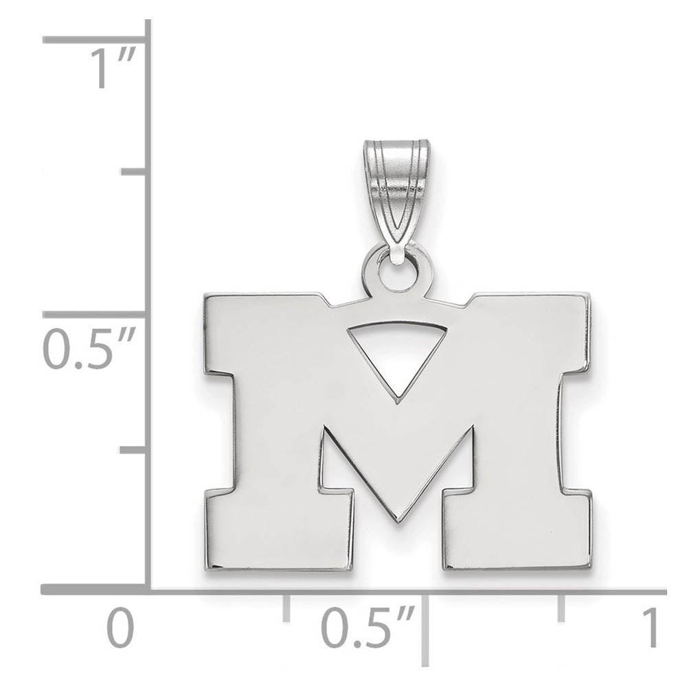 Alternate view of the 14k White Gold U. of Michigan Small Initial M Pendant by The Black Bow Jewelry Co.