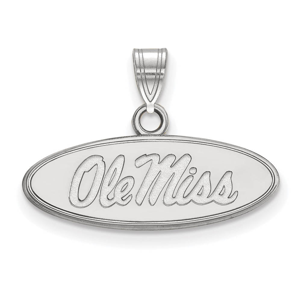 14k White Gold U. of Mississippi Small Oval 'Ole Miss' Pendant, Item P20360 by The Black Bow Jewelry Co.
