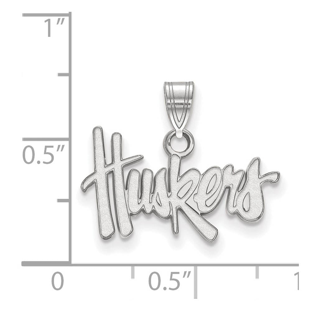 Alternate view of the 14k White Gold U. of Nebraska Small 'Huskers' Pendant by The Black Bow Jewelry Co.