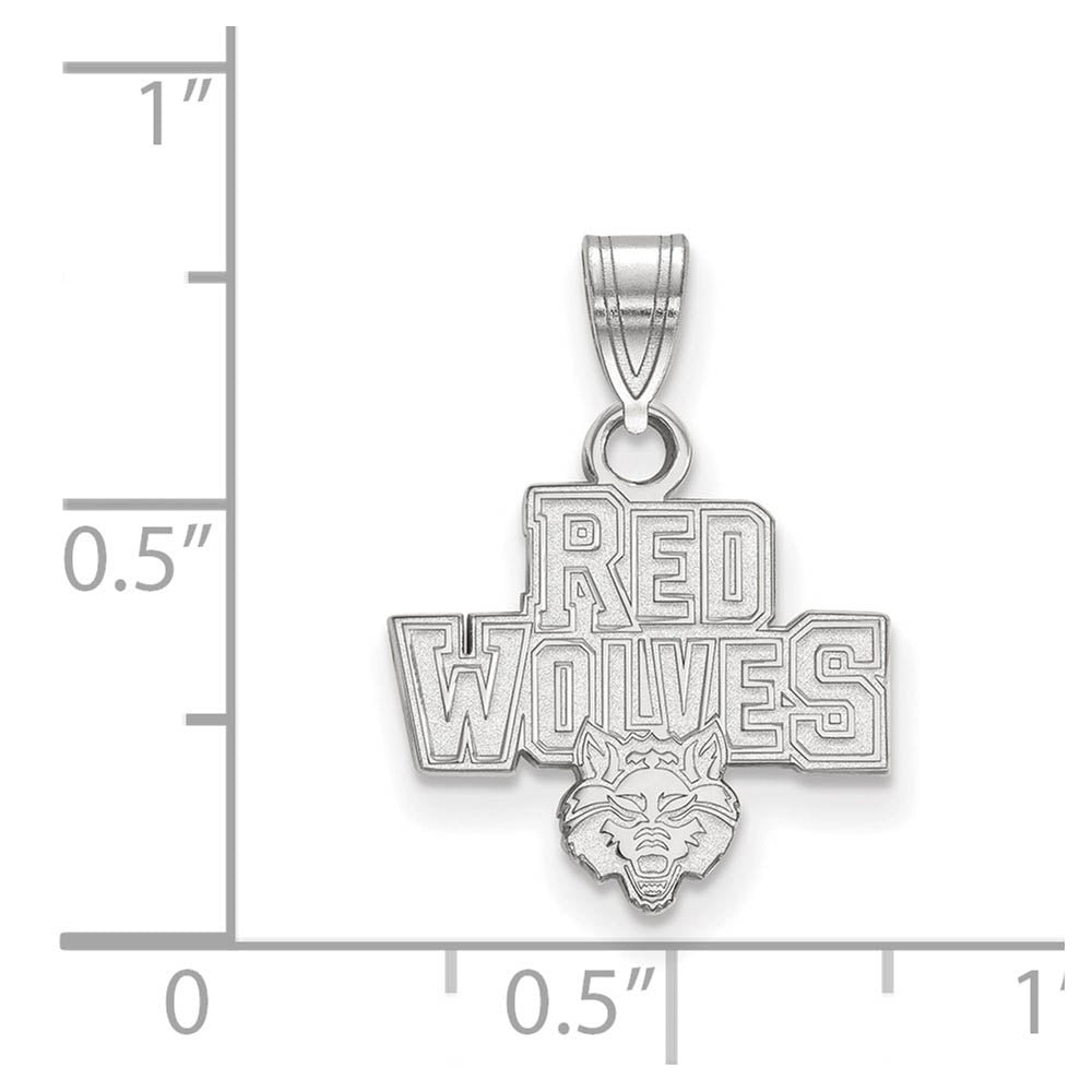 Alternate view of the 14k White Gold Arkansas State Small 'Red Wolves' Pendant by The Black Bow Jewelry Co.