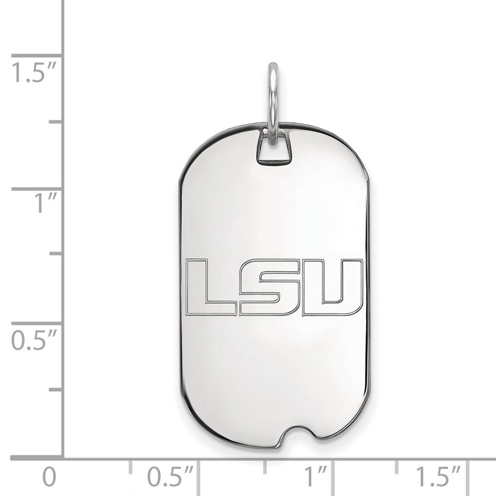 Alternate view of the 14k White Gold Louisiana State Dog Tag Pendant by The Black Bow Jewelry Co.