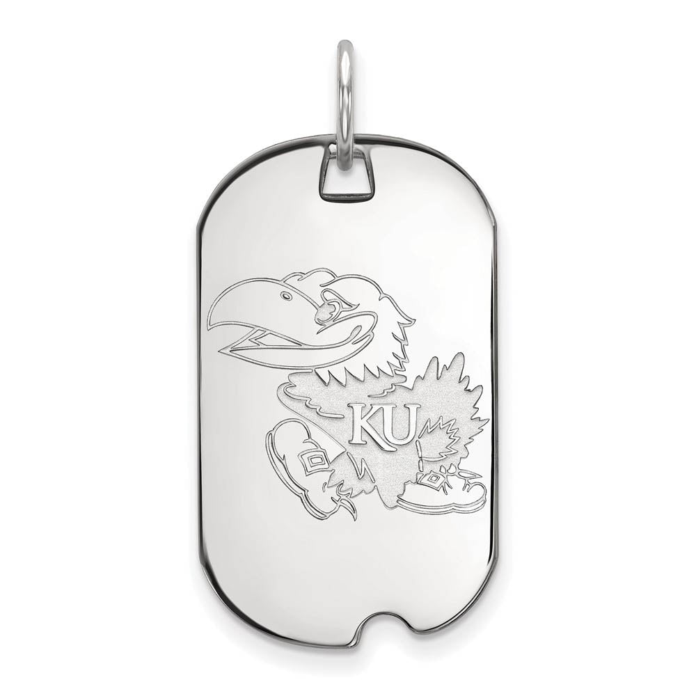 14k White Gold U. of Kansas Dog Tag Pendant, Item P20420 by The Black Bow Jewelry Co.