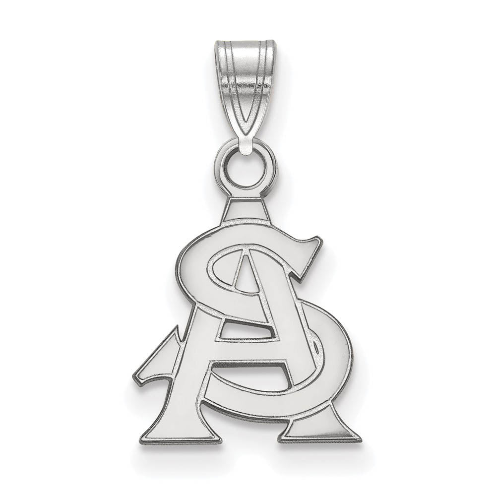 14k White Gold Arizona State Small 'AS' Pendant, Item P20422 by The Black Bow Jewelry Co.