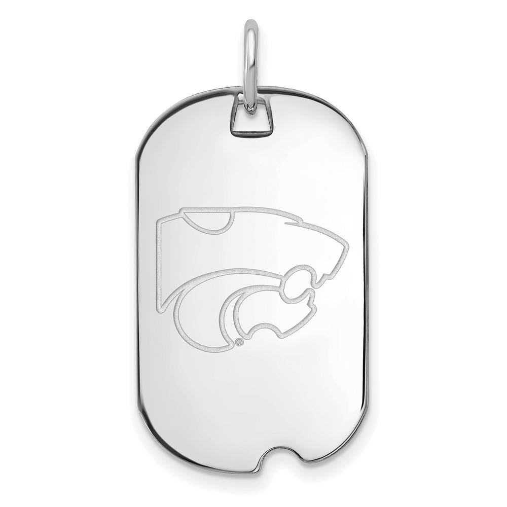 14k White Gold Kansas State Dog Tag Pendant, Item P20433 by The Black Bow Jewelry Co.
