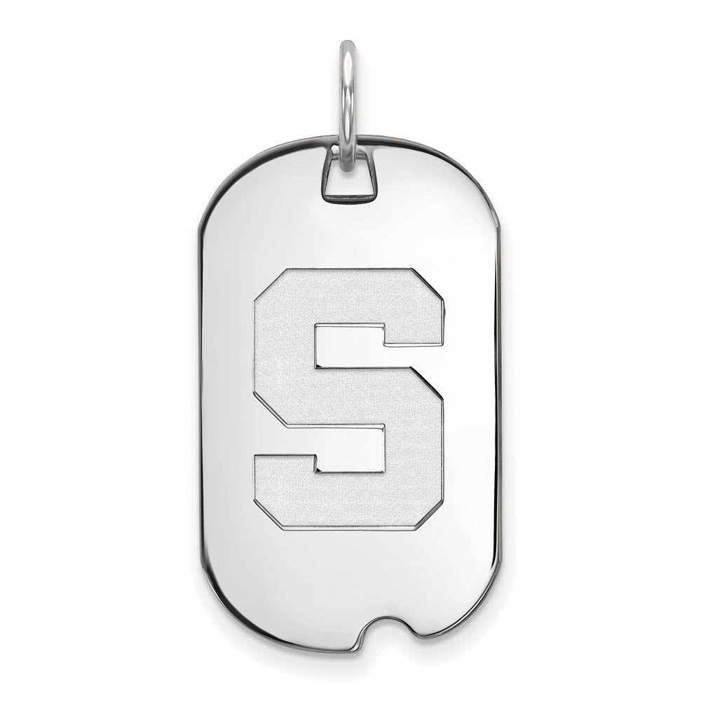 14k White Gold Michigan State Initial S Dog Tag Pendant, Item P20434 by The Black Bow Jewelry Co.
