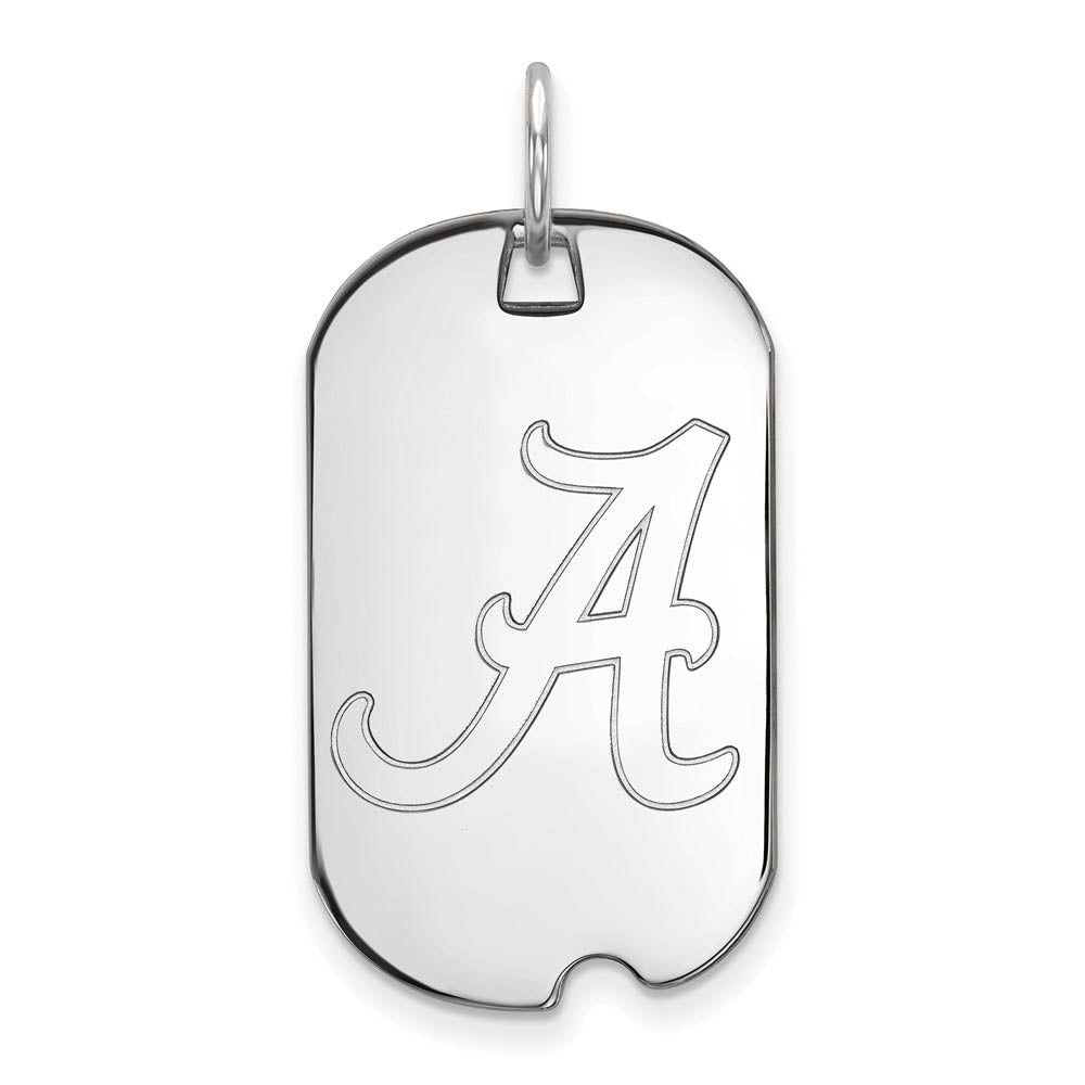 14k White Gold U. of Alabama Initial A Dog Tag Pendant, Item P20437 by The Black Bow Jewelry Co.