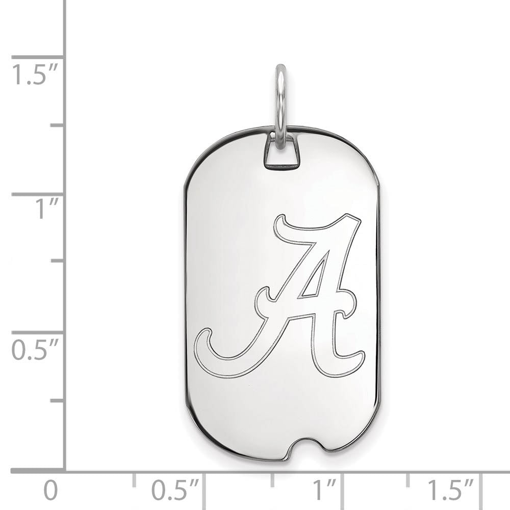 Alternate view of the 14k White Gold U. of Alabama Initial A Dog Tag Pendant by The Black Bow Jewelry Co.