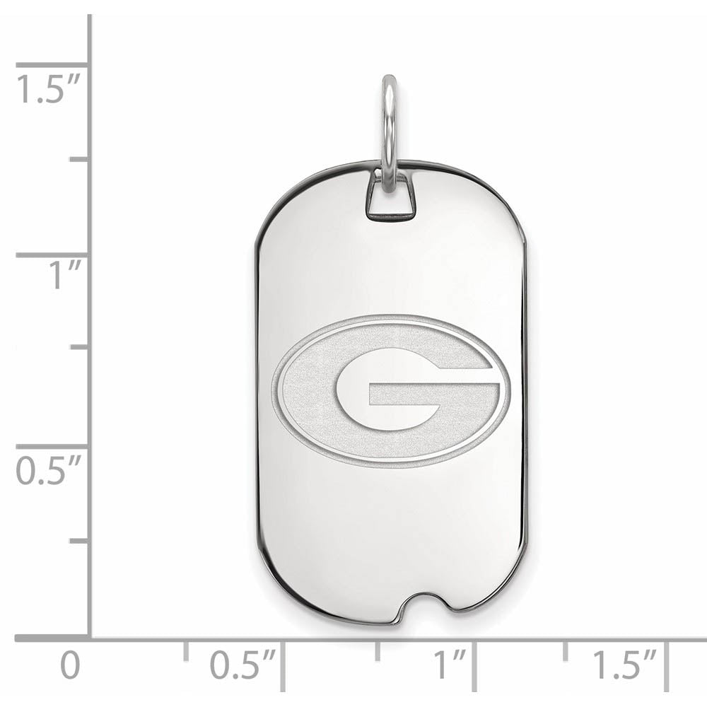 Alternate view of the 14k White Gold U. of Georgia 'G' Dog Tag Pendant by The Black Bow Jewelry Co.