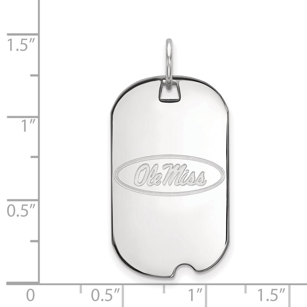 Alternate view of the 14k White Gold U. of Mississippi Dog Tag Pendant by The Black Bow Jewelry Co.