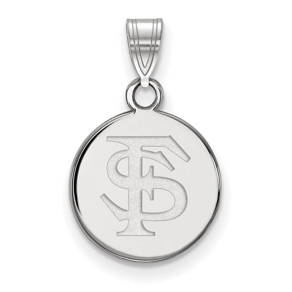14k White Gold Florida State Small Disc Pendant, Item P20452 by The Black Bow Jewelry Co.
