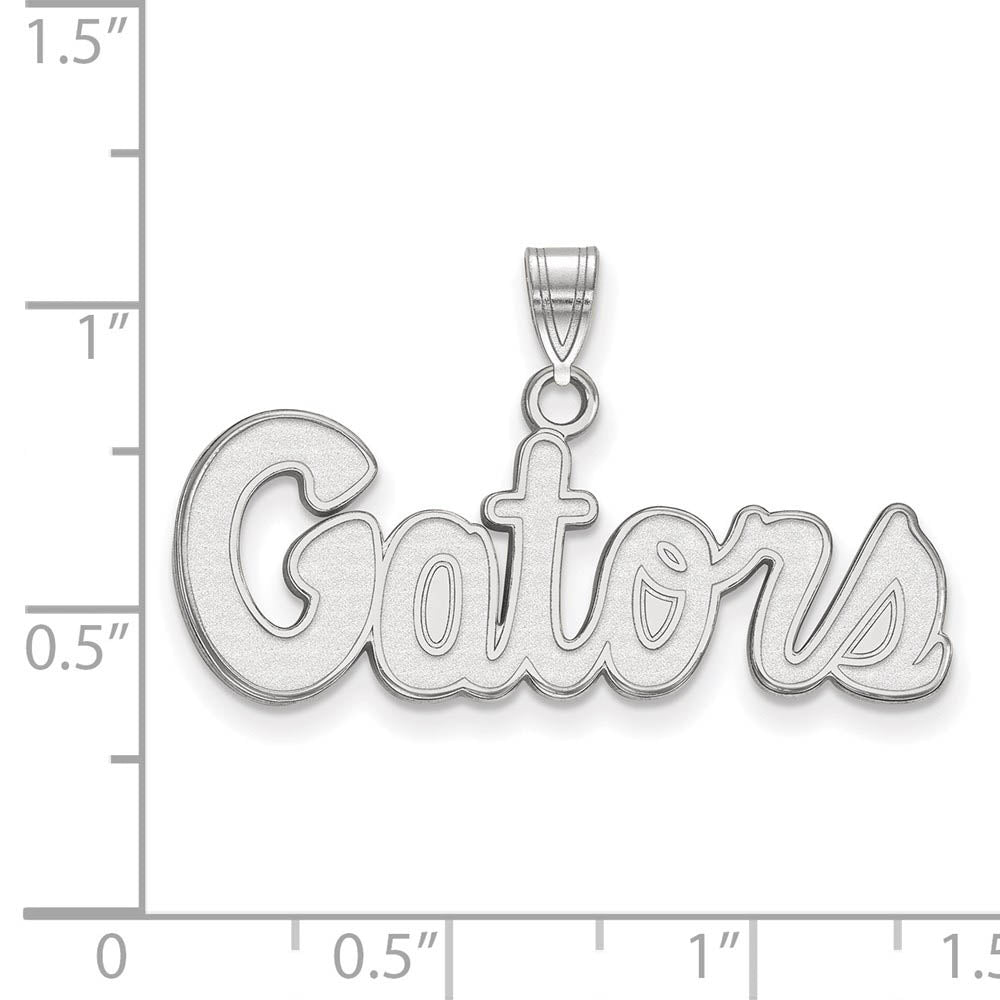 Alternate view of the 14k White Gold U of Florida Small 'Gators' Pendant by The Black Bow Jewelry Co.