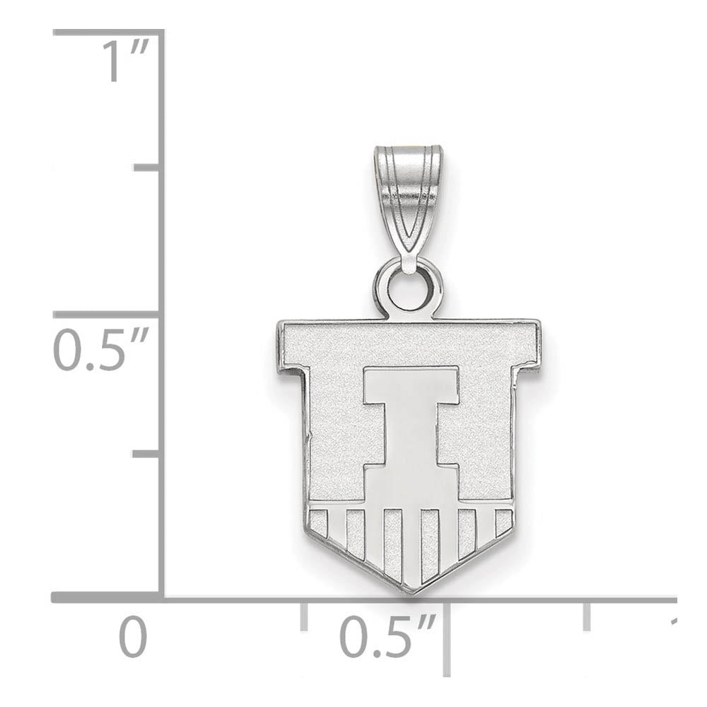 Alternate view of the 14k White Gold U. of Illinois Small Shield Logo Pendant by The Black Bow Jewelry Co.