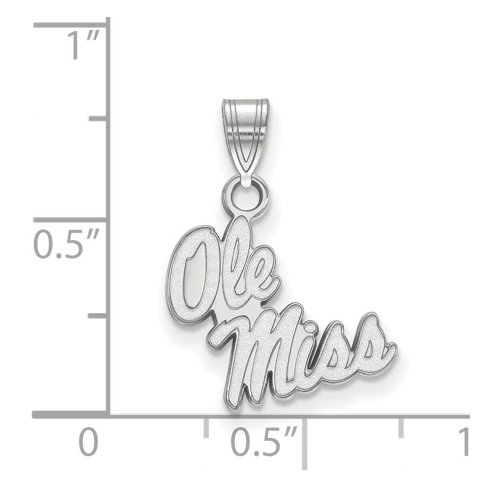Alternate view of the 14k White Gold U. of Mississippi Small 'Ole Miss' Pendant by The Black Bow Jewelry Co.