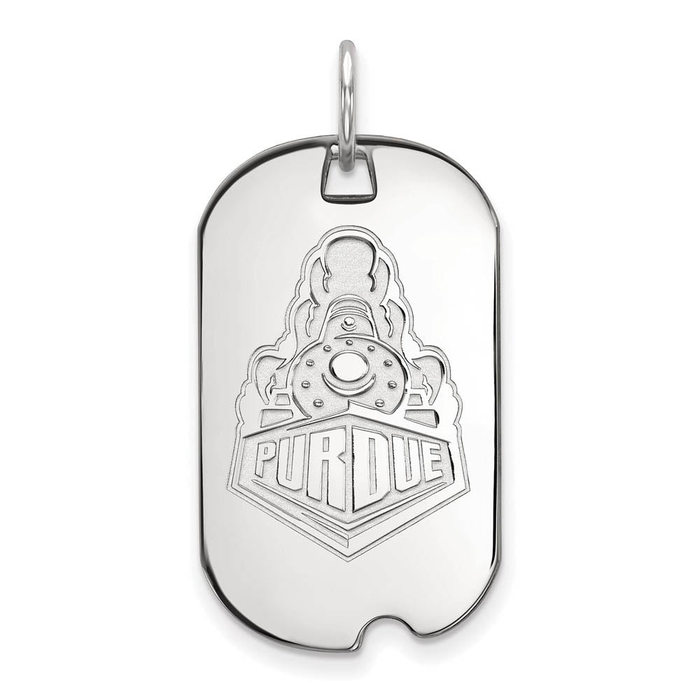 14k White Gold Purdue Logo Dog Tag Pendant, Item P20479 by The Black Bow Jewelry Co.
