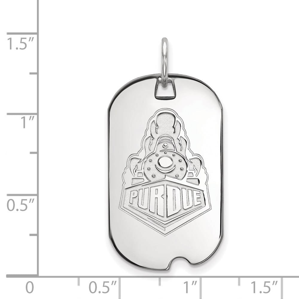 Alternate view of the 14k White Gold Purdue Logo Dog Tag Pendant by The Black Bow Jewelry Co.