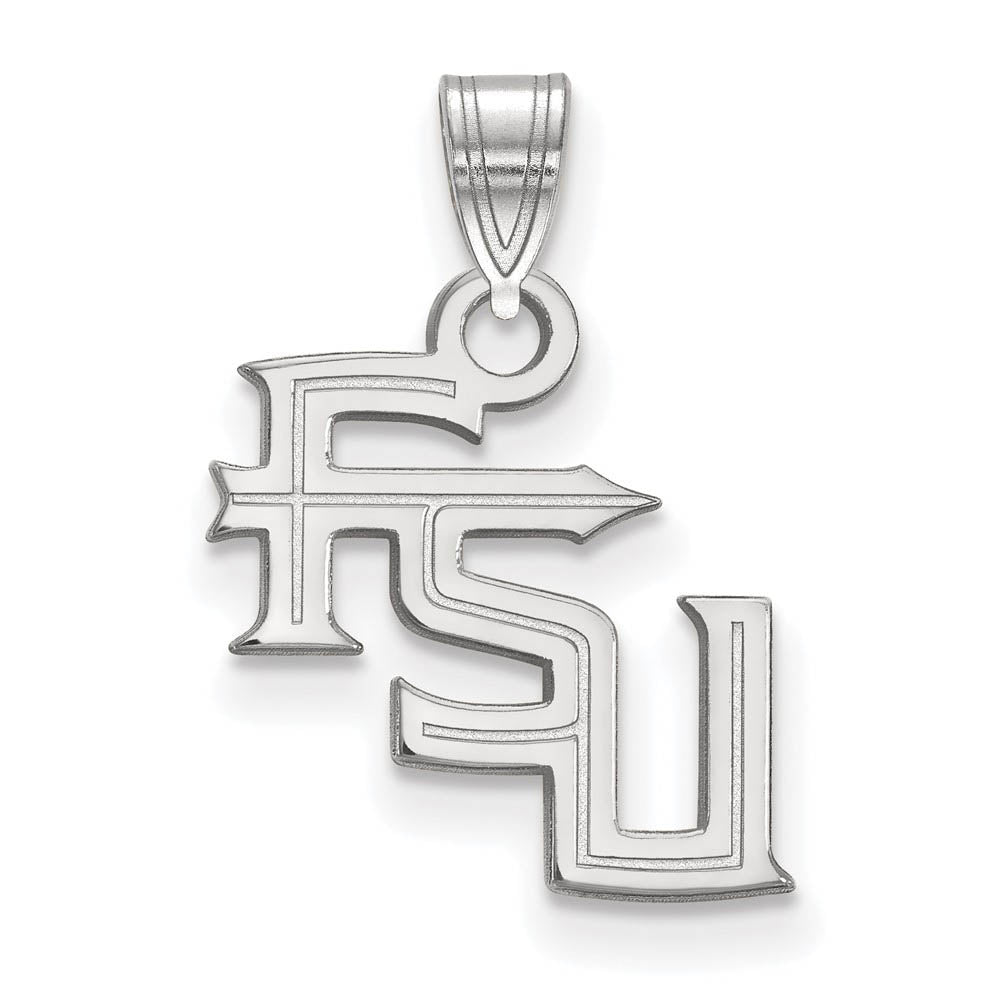 14k White Gold Florida State Small 'FSU' Pendant, Item P20480 by The Black Bow Jewelry Co.