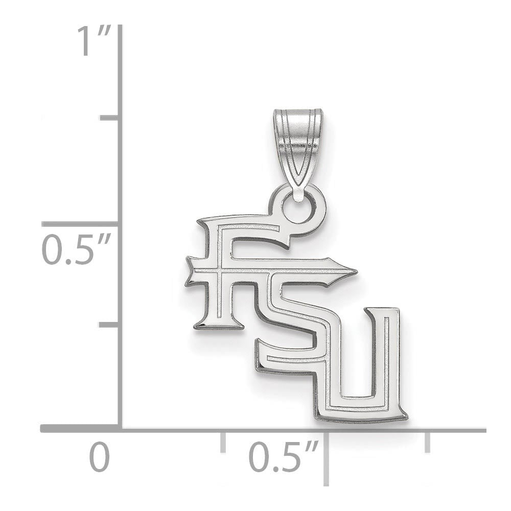 Alternate view of the 14k White Gold Florida State Small 'FSU' Pendant by The Black Bow Jewelry Co.