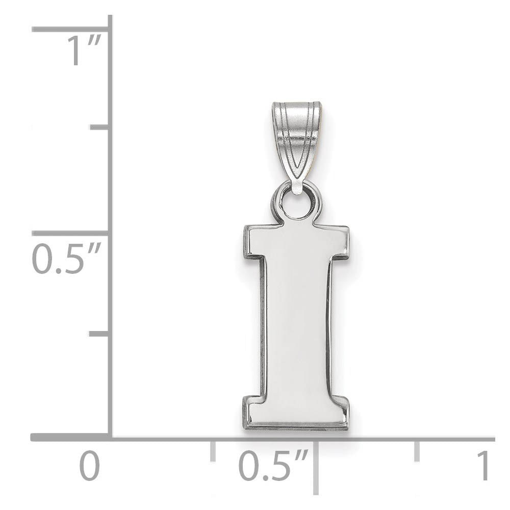 Alternate view of the 14k White Gold U. of Iowa Small Initial I Pendant by The Black Bow Jewelry Co.