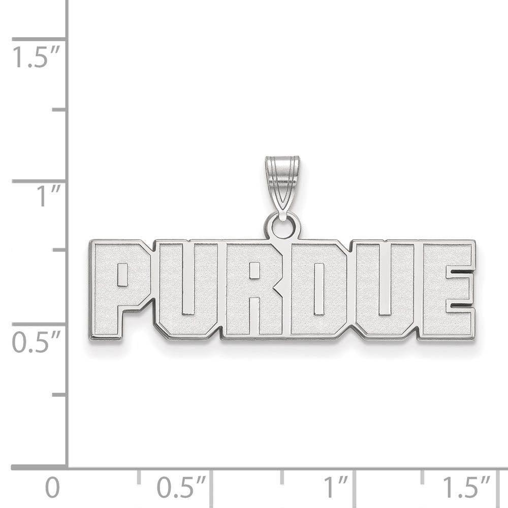 Alternate view of the 14k White Gold Purdue Small Script Pendant by The Black Bow Jewelry Co.
