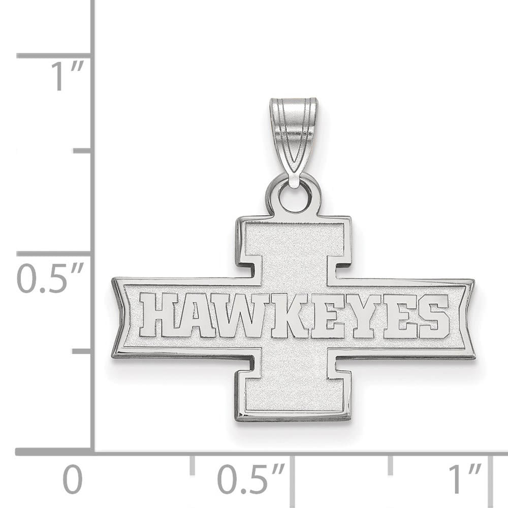 Alternate view of the 14k White Gold U. of Iowa Small 'Hawkeyes' Logo Pendant by The Black Bow Jewelry Co.