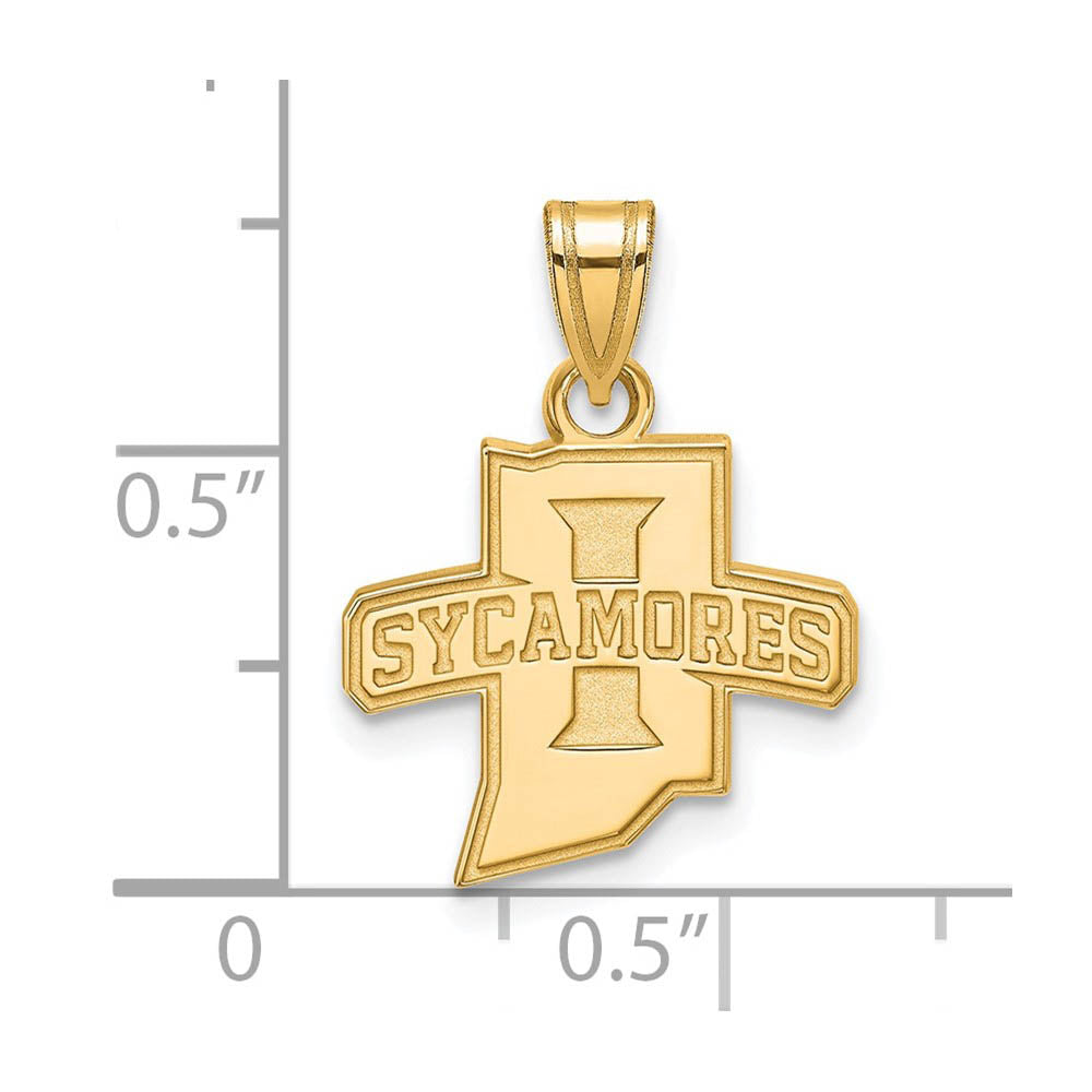 Alternate view of the 14k Yellow Gold Indiana State Small 'Sycamores' Pendant by The Black Bow Jewelry Co.