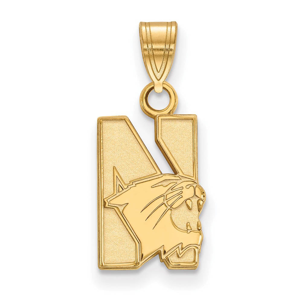 14k Yellow Gold Northwestern U. Small Logo Pendant, Item P20527 by The Black Bow Jewelry Co.