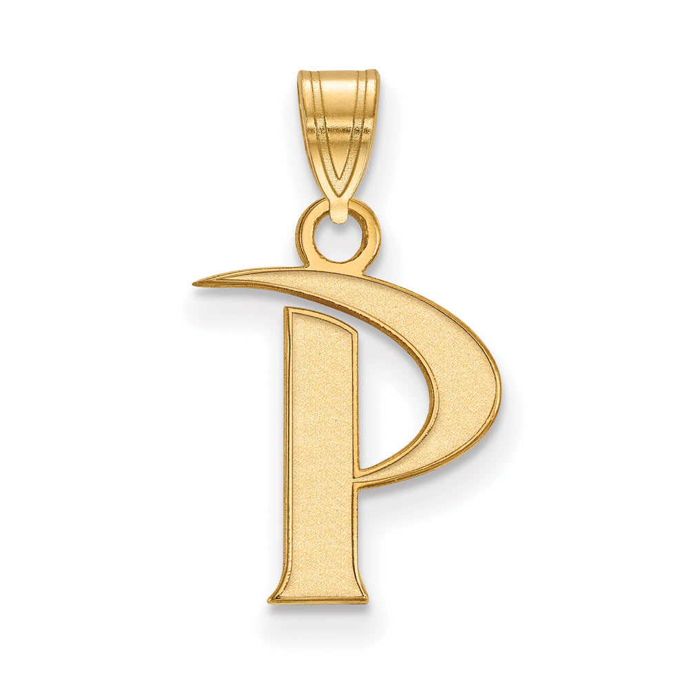 14k Yellow Gold Pepperdine U. Small Initial P Pendant, Item P20528 by The Black Bow Jewelry Co.