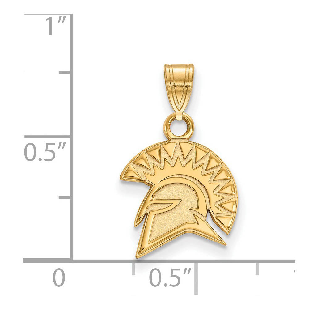 Alternate view of the 14k Yellow Gold San Jose State Small Mascot Pendant by The Black Bow Jewelry Co.