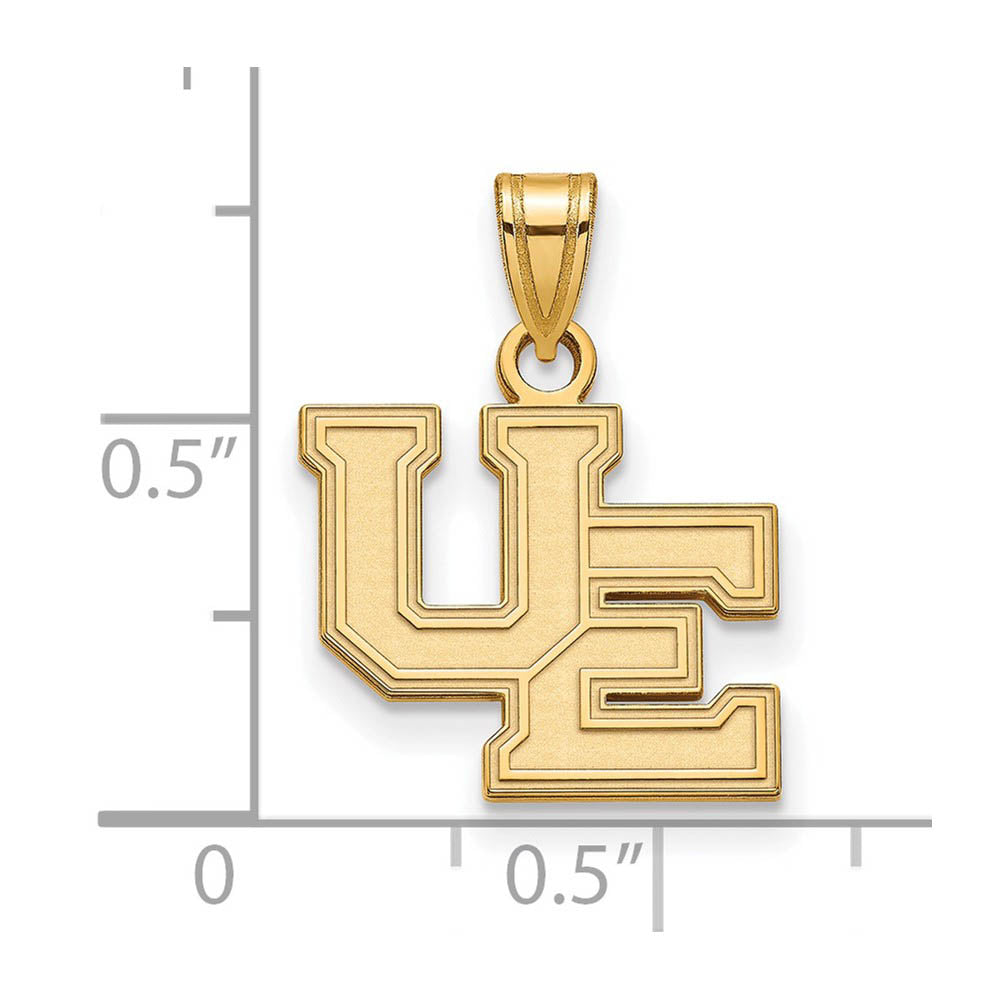 Alternate view of the 14k Yellow Gold U of Evansville Small Pendant by The Black Bow Jewelry Co.