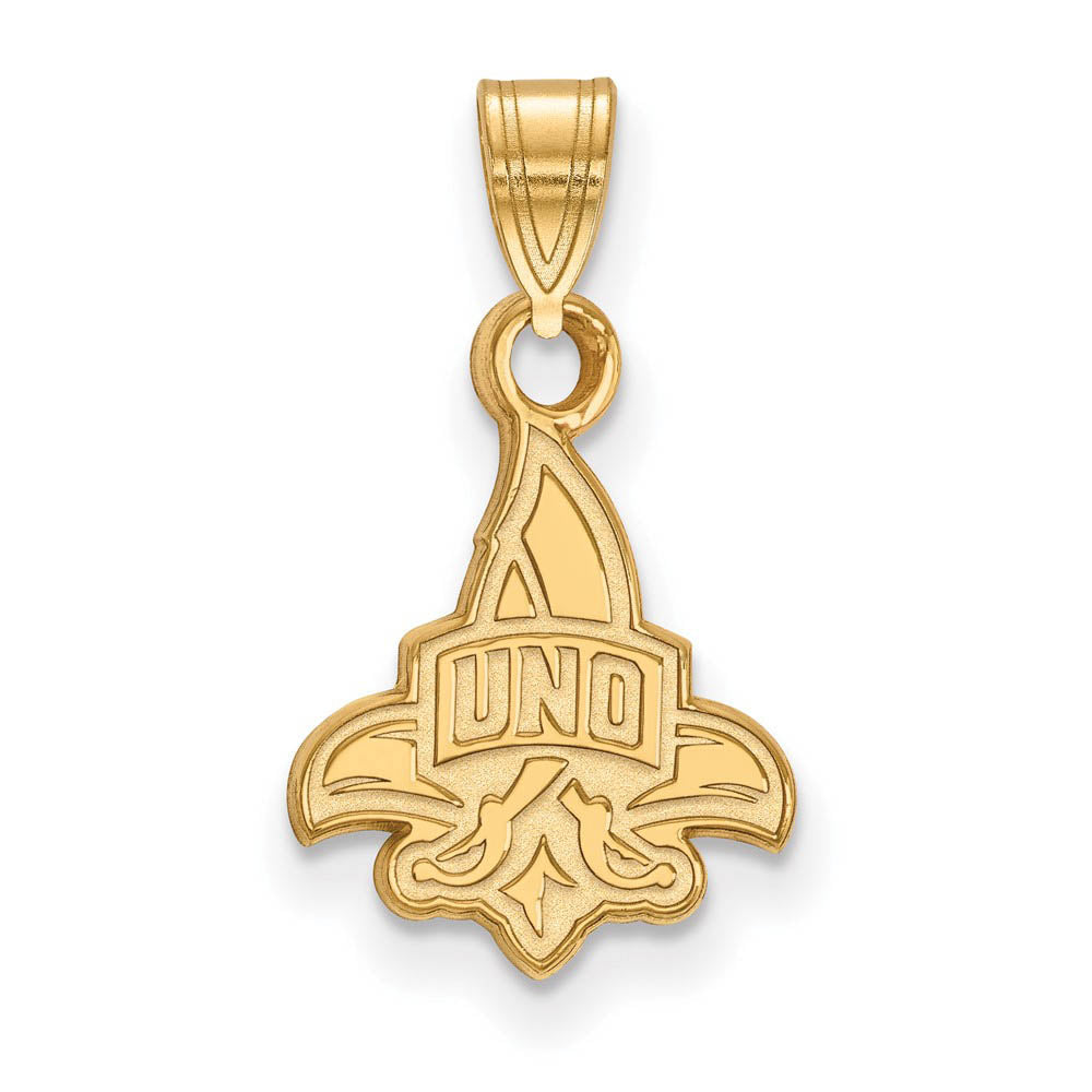 14k Yellow Gold U. of New Orleans Small Pendant, Item P20545 by The Black Bow Jewelry Co.