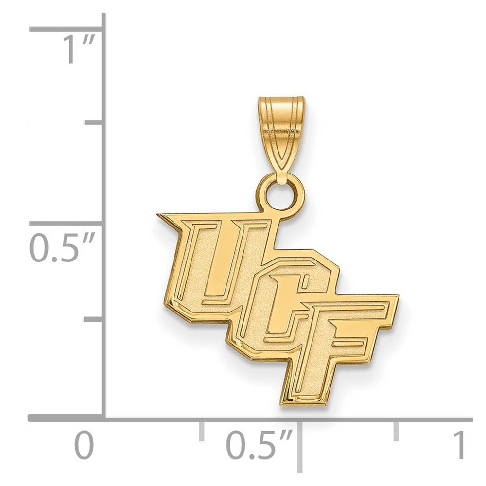 Alternate view of the 14k Yellow Gold Central Florida Small 'UCF' Pendant by The Black Bow Jewelry Co.