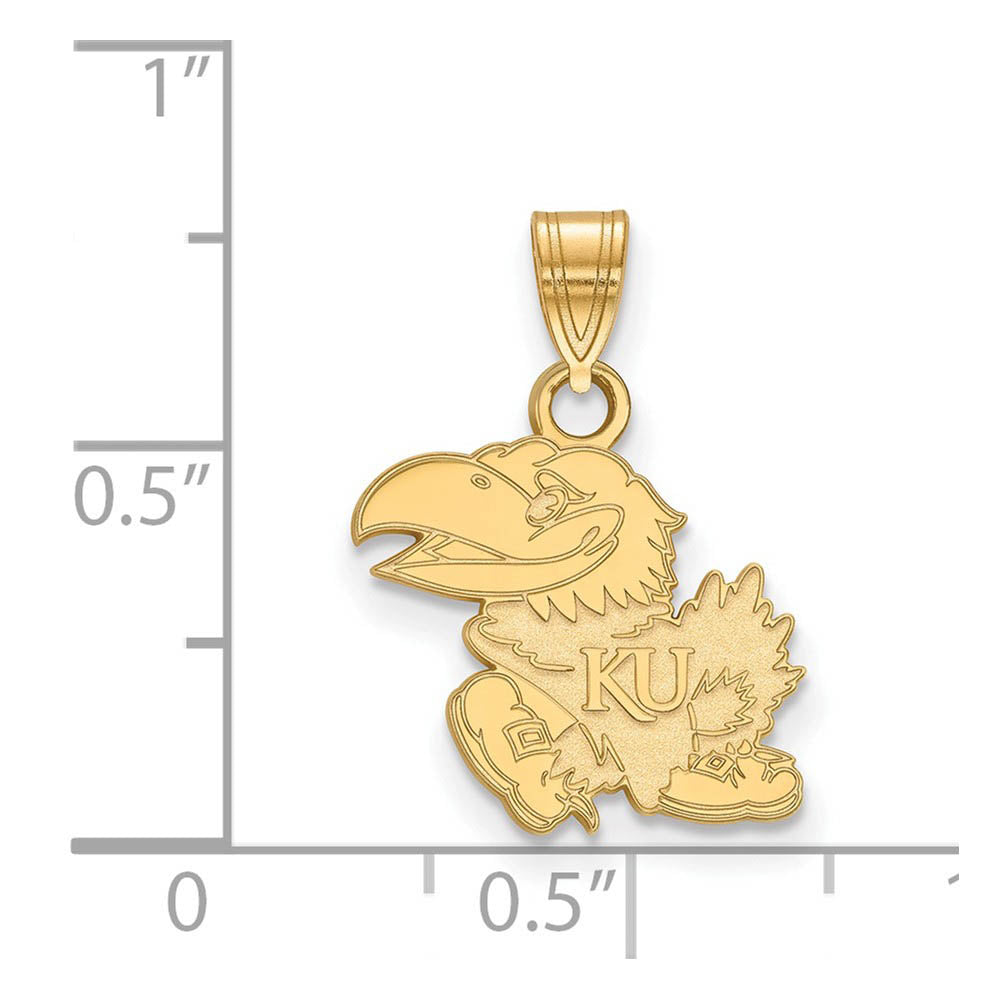 Alternate view of the 14k Yellow Gold U. of Kansas Small Mascot Pendant by The Black Bow Jewelry Co.
