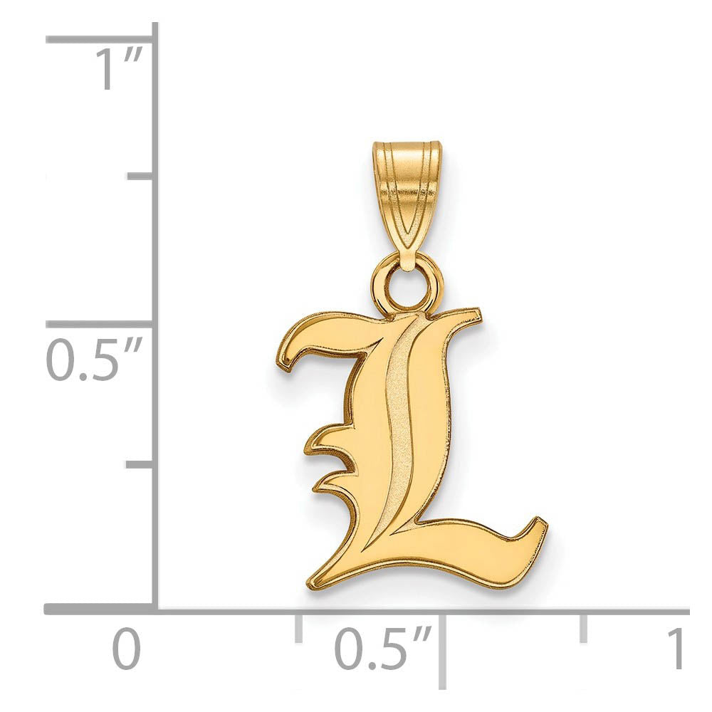 Alternate view of the 14k Yellow Gold U. of Louisville Small 'L' Pendant by The Black Bow Jewelry Co.
