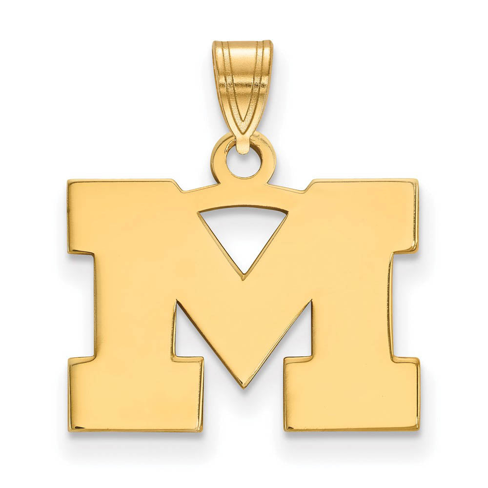 14k Yellow Gold U. of Michigan Small Initial M Pendant, Item P20587 by The Black Bow Jewelry Co.