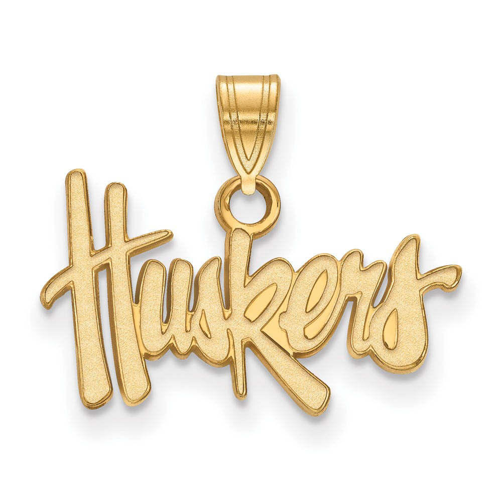 14k Yellow Gold U. of Nebraska Small 'Huskers' Pendant, Item P20593 by The Black Bow Jewelry Co.