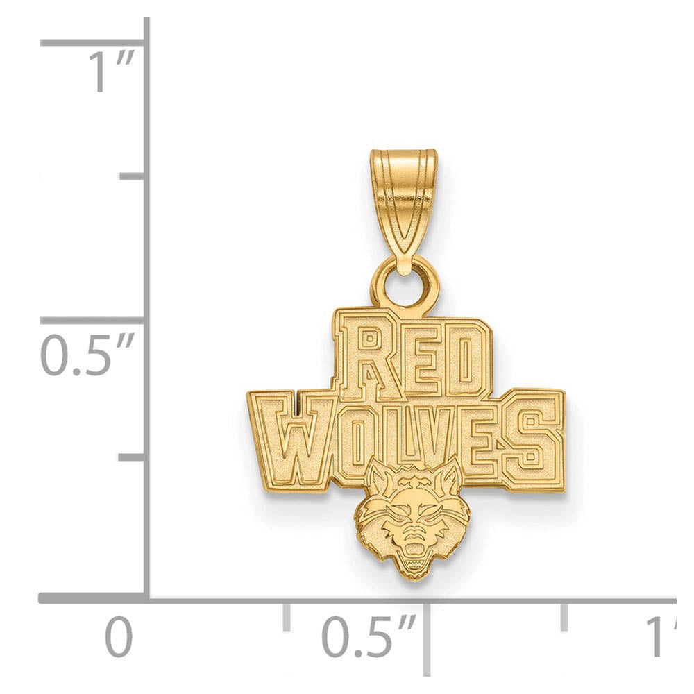 Alternate view of the 14k Yellow Gold Arkansas State Small 'Red Wolves' Pendant by The Black Bow Jewelry Co.