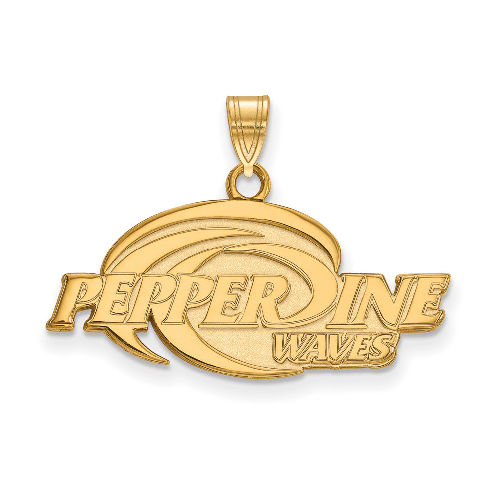 14k Yellow Gold Pepperdine U. Small Logo Pendant, Item P20612 by The Black Bow Jewelry Co.