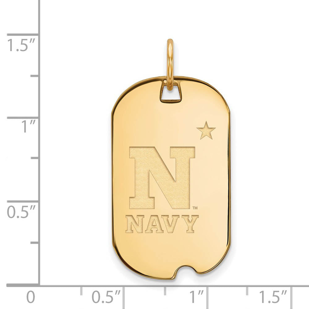 Alternate view of the 14k Yellow Gold U.S. Naval Academy 'N' with Star Dog Tag Pendant by The Black Bow Jewelry Co.
