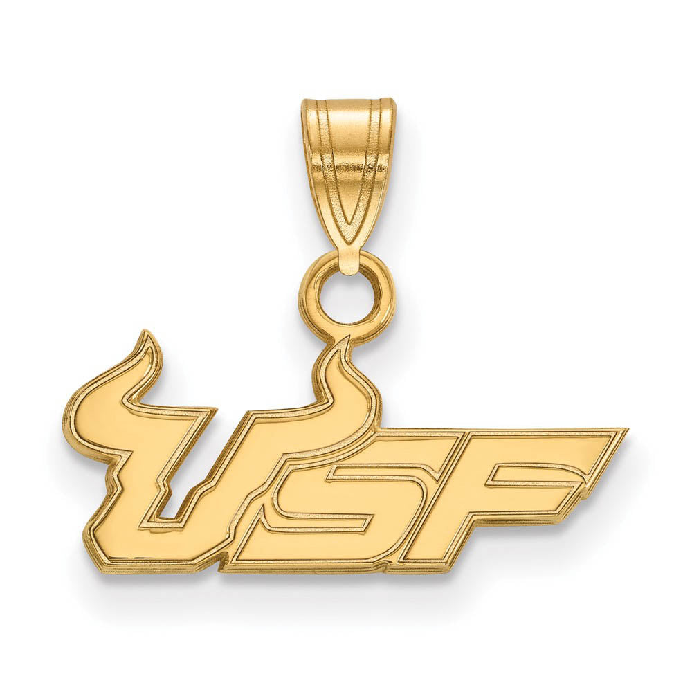 14k Yellow Gold South Florida Small 'USF' Pendant, Item P20627 by The Black Bow Jewelry Co.