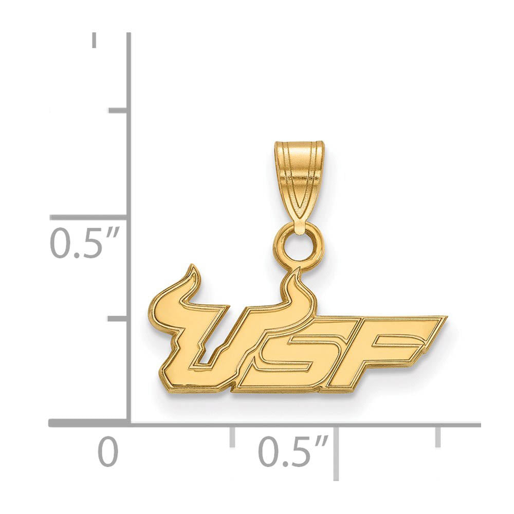 Alternate view of the 14k Yellow Gold South Florida Small 'USF' Pendant by The Black Bow Jewelry Co.