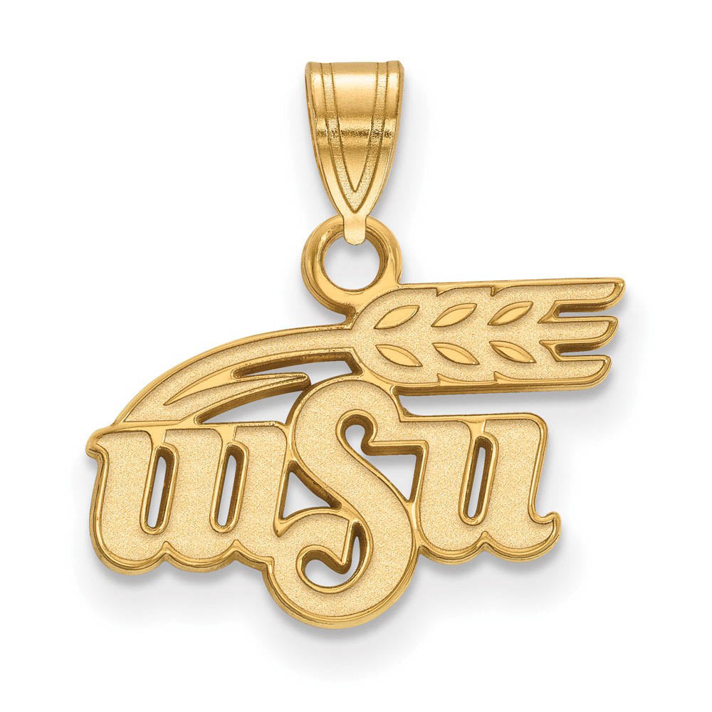 14k Yellow Gold Wichita State Small Logo Pendant, Item P20628 by The Black Bow Jewelry Co.