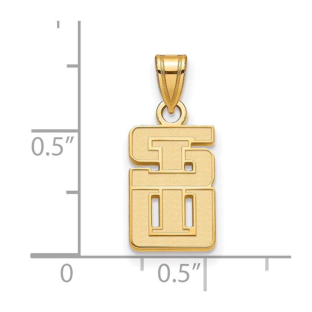 Alternate view of the 14k Yellow Gold Southern Illinois U. Small Pendant by The Black Bow Jewelry Co.