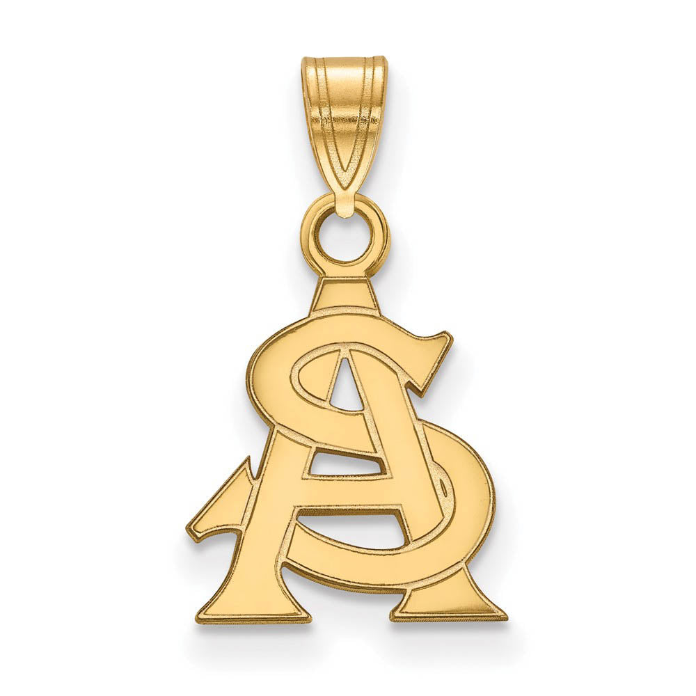 14k Yellow Gold Arizona State Small 'AS' Pendant, Item P20651 by The Black Bow Jewelry Co.
