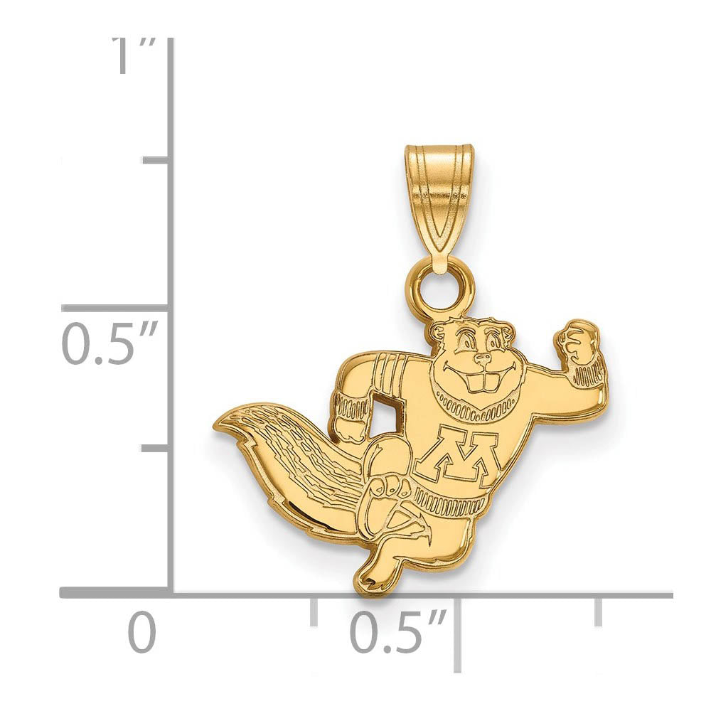 Alternate view of the 14k Yellow Gold U. of Minnesota Small Pendant by The Black Bow Jewelry Co.