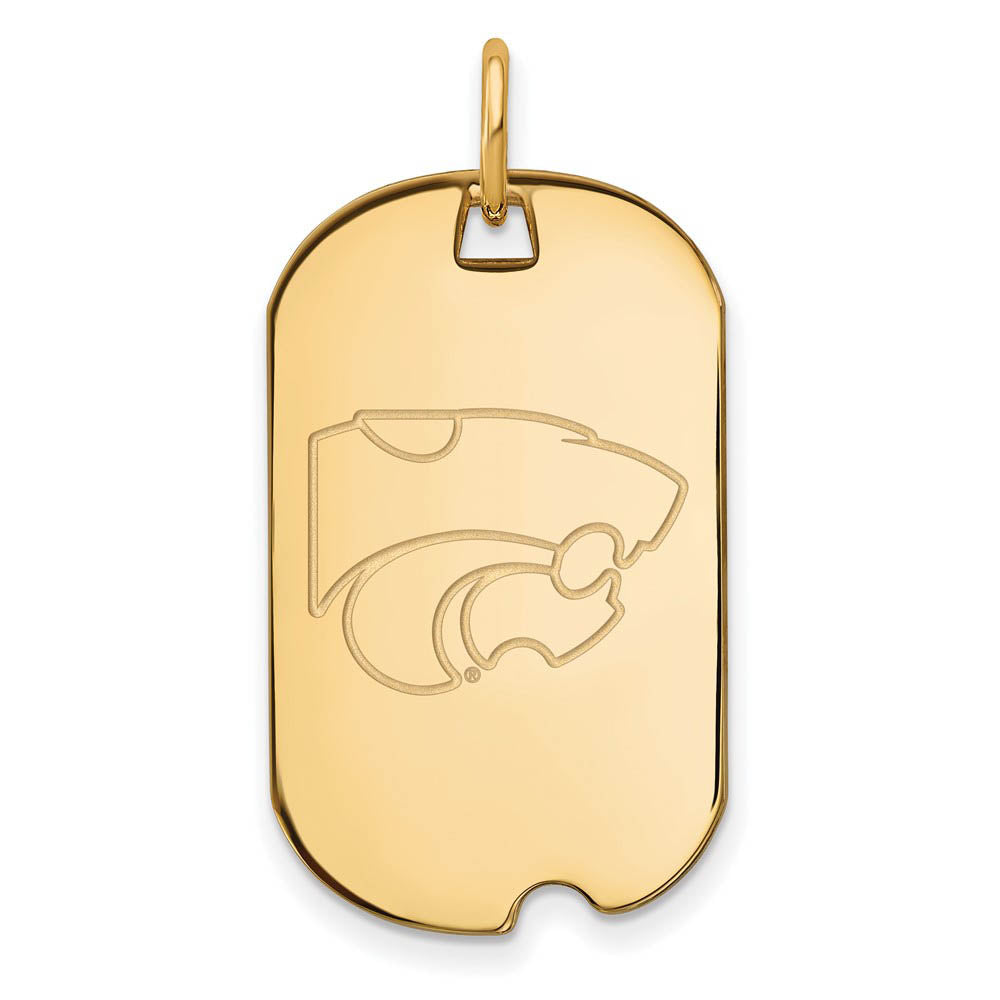 14k Yellow Gold Kansas State Dog Tag Pendant, Item P20662 by The Black Bow Jewelry Co.