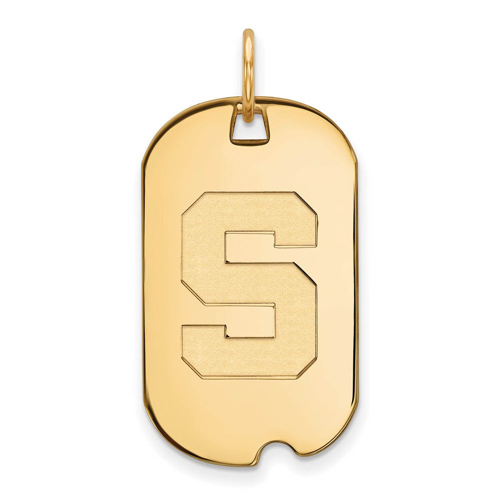 14k Yellow Gold Michigan State Initial S Dog Tag Pendant, Item P20663 by The Black Bow Jewelry Co.
