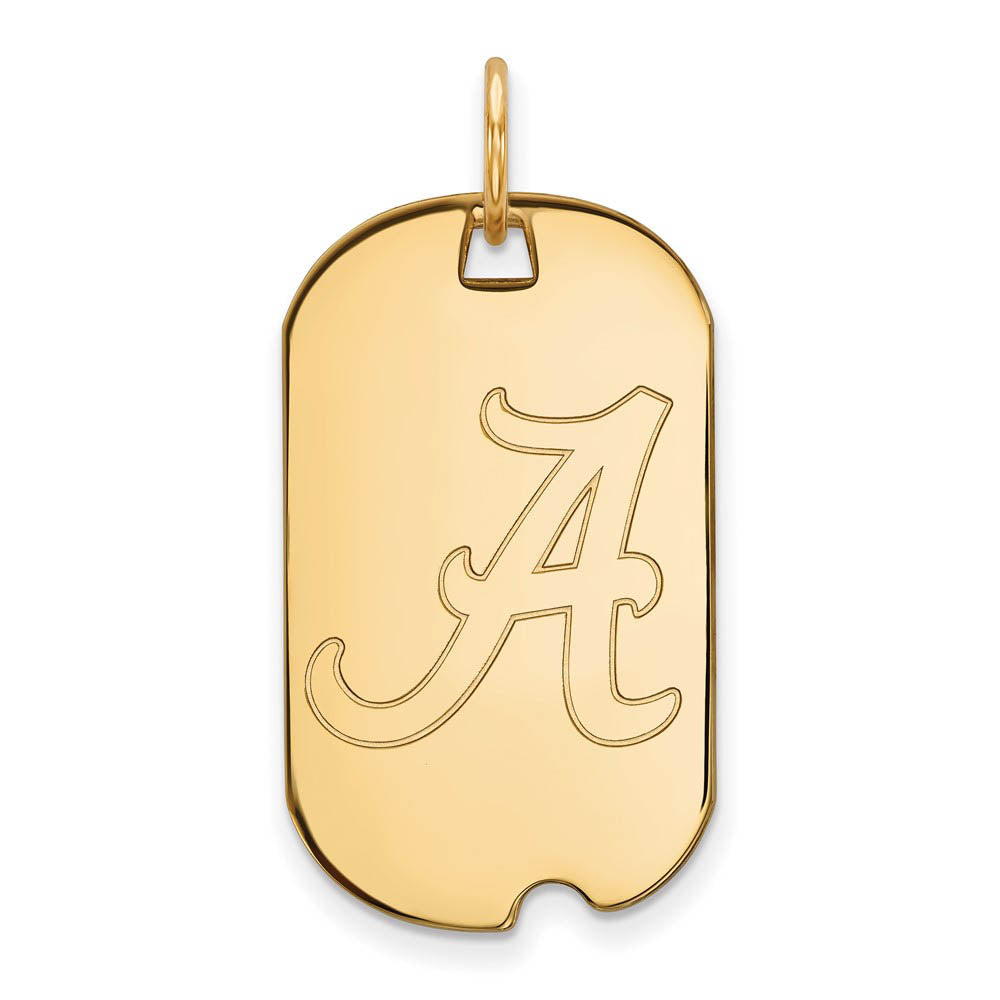 14k Yellow Gold U. of Alabama Initial A Dog Tag Pendant, Item P20666 by The Black Bow Jewelry Co.