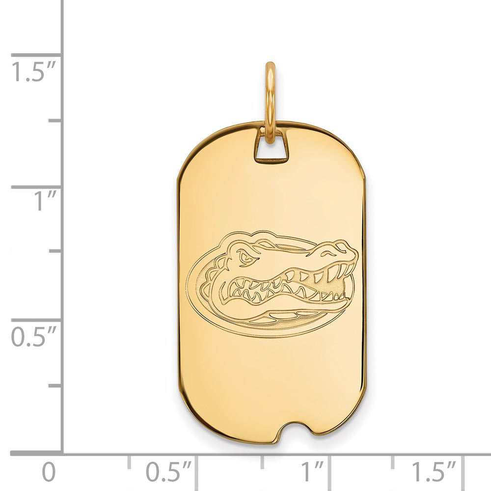 Alternate view of the 14k Yellow Gold U of Florida Dog Tag Pendant by The Black Bow Jewelry Co.