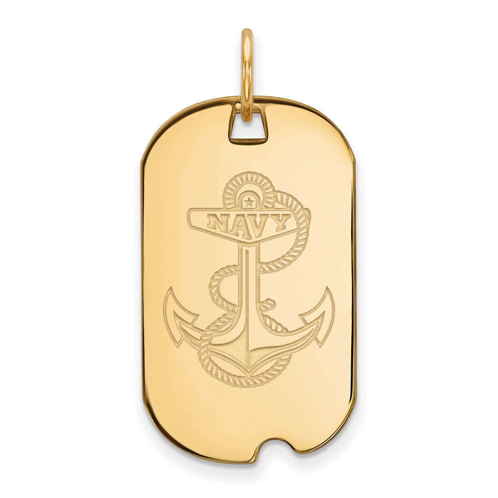 14k Yellow Gold U.S. Naval Academy Dog Tag Pendant, Item P20672 by The Black Bow Jewelry Co.
